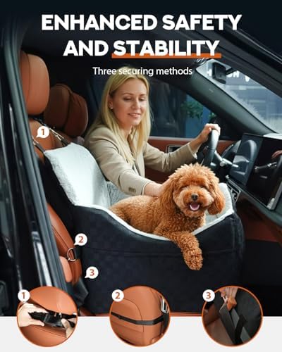 Dog Car Seats for Medium Dogs, All-Season Comfort Dog car Seat Boosters Detachable & Washable Pet Dogs Seat for Cars, SUVs, Easy to Install (Black) - Image 5