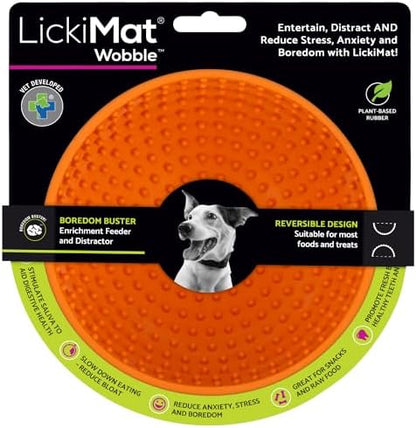 LickiMat Wobble, Dog Slow Feeder Bowl Lick Mat, Boredom Anxiety Reducer; Perfect for Food, Treats, Yogurt, or Peanut Butter. Fun Alternative to a Slow Feed Dog Bowl, Orange by LICKIMAT