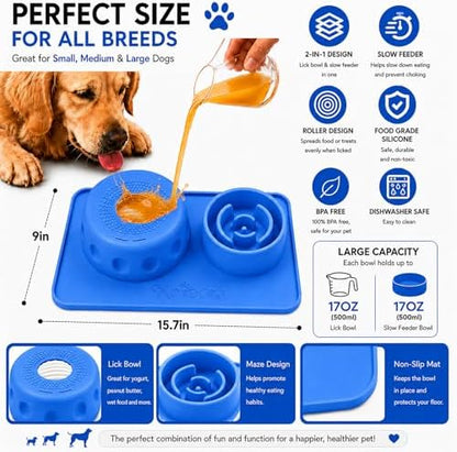 2 in 1 Silicone Slow Feeder Dog Bowl & Lick Bowl,Pet Feeding Bowl - Image 2