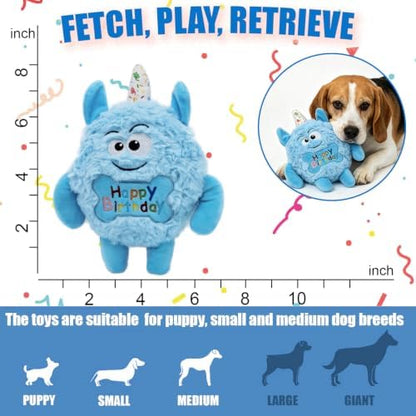 Monster Dog Birthday Toy for Gifts, Stuffed Dog Plush Toy, Blue - Image 6