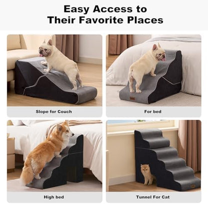 ZOMISIA Dog Ramp for Large Dogs with Tunnel, 24" H 5 Steps for High Bed - Image 5