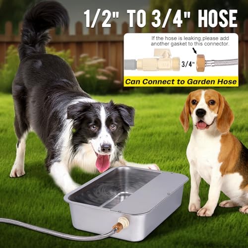 3Gal Automatic Outdoor Dog Water Dispenser for Large Breed Dogs Auto Self Filling Water Bowl Stainless Steel Dog Pet Waterer for Big Cat Chicken Goat Sheep Livestock (15.7" X 11.8") - Image 3