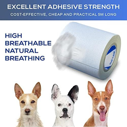 Ear Tape for Dogs 1 Pack with Dog Ear Cleaner Cotton Swabs, Self Adhesive Cotton Tape for Dog Ear Protection and Support, Ear Care Set for Dogs (2.0 inch (50 mm)) - Image 4