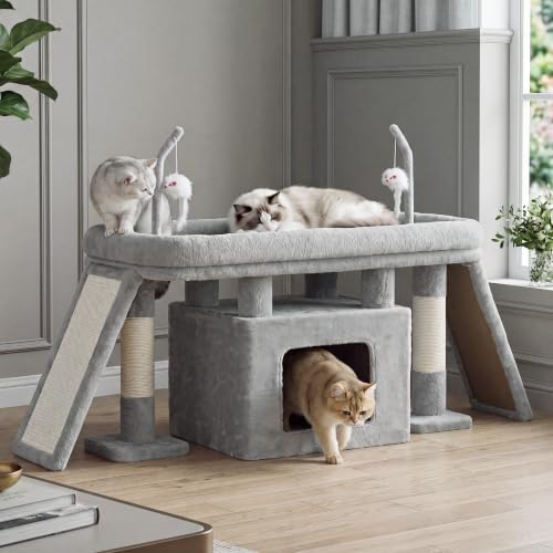 Heybly Cat Tree Extra-Long & Stable 2 Adjustable Scratch Boards HCT210SW by HEYBLY