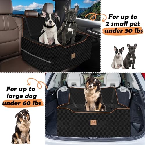Large Dog Car Seat for Back Seat – Removable Dog Booster Seat & Washable Pet Car Seat for Medium & 2 Small Dogs up to 60lbs – Safety Straps & Storage Pocket – Travel & Home Use (Black) - Image 3