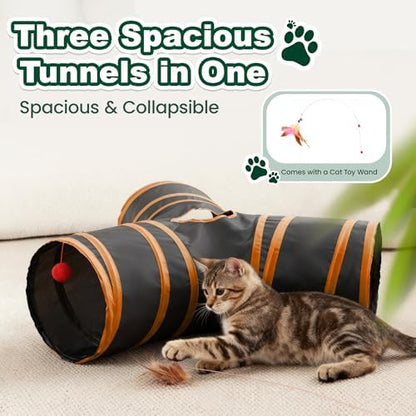 Love's cabin Cat Tunnel for Indoor Cats, 3-Way Collapsible Play Tunnel - Image 4