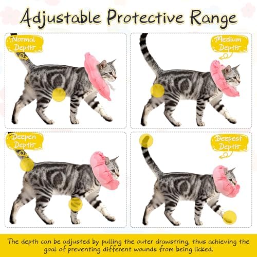 EXPAWLORER Cat Cone Collar Soft, Cat E Collar Recovery After Surgery to Stop Licking, Adjustable Waterproof Cute Neck Elizabethan Pet Kitten Puppy Donut Pillow for Cats Puppy Wound Healing, PinkL - Image 3
