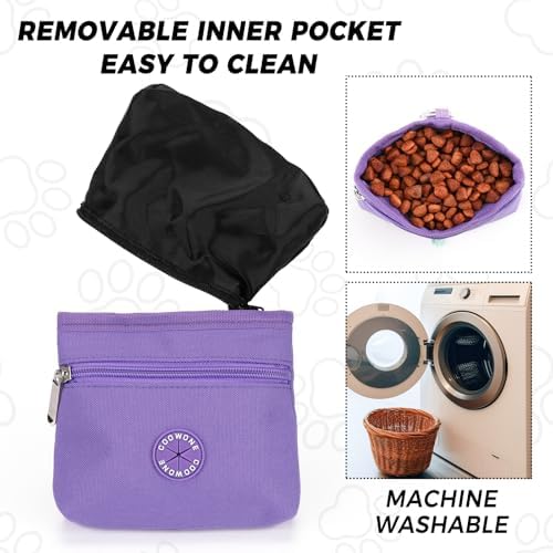 Dog Treat Pouch with Pet Training Clicker, Detachable Dog Puppy Training Treat Bag, 900D Oxford Cloth Magnetic Closure Small Dog Walking Bag for Travel or Outdoor Use (Purple) - Image 6