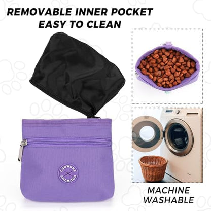 Dog Treat Pouch with Pet Training Clicker, Detachable Dog Puppy Training Treat Bag, 900D Oxford Cloth Magnetic Closure Small Dog Walking Bag for Travel or Outdoor Use (Purple) - Image 6