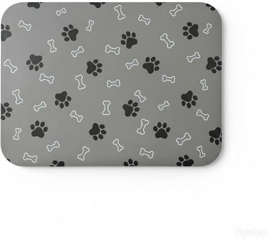 Pet Cat Dog Food Mat Non Slip Mat for Dog Water Bowl Mat Quick Dry Absorbent Cat Feeding Mat, 24 * 16.9 in, Light Grey