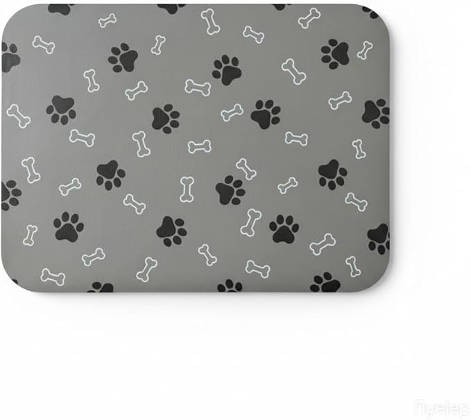 Pet Cat Dog Food Mat Non Slip Mat for Dog Water Bowl Mat Quick Dry Absorbent Cat Feeding Mat, 32 * 17 in, Light Grey