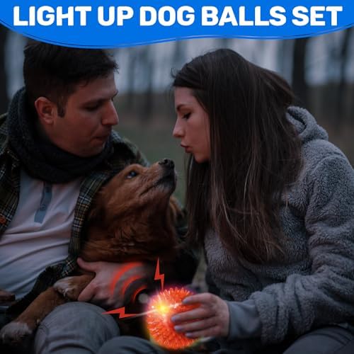 6 Pack 3.5" Light Up Squeaky Dog Toy Balls, Spiky Dog Balls for Small,Medium Large Dogs - Image 3