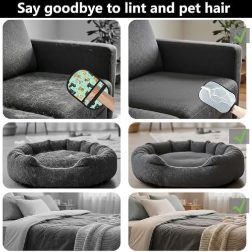 Cartoon Dogs Pet Hair Removal Glove Brush Pet Hair Remover Tool for Carpet - Image 3
