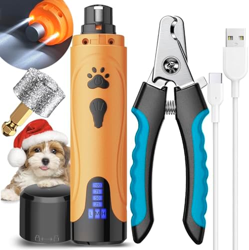 YABIFE Dog Nail Grinder, Dog Nail Trimmers and Clippers Kit, Super Quiet, Rechargeable, for Small Large Dogs Cats Toenail Claw Grooming,3 Speeds by Yabife