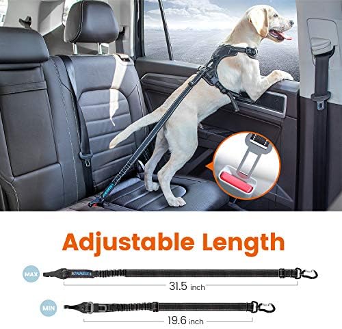 IOKHEIRA Dog Seatbelt, Updated Adjustable Harness Reflective Bungee Dog Car Seat Belt with Aviation Aluminum Alloy Rotatable Carabiner, Hook & Buckle - Image 5