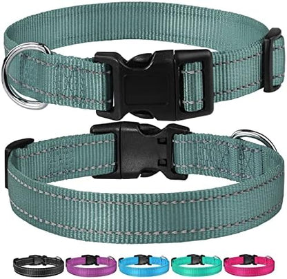 Reflective Dog Collar, Puppy Collar with Buckle Adjustable, Grey XL - Image 6