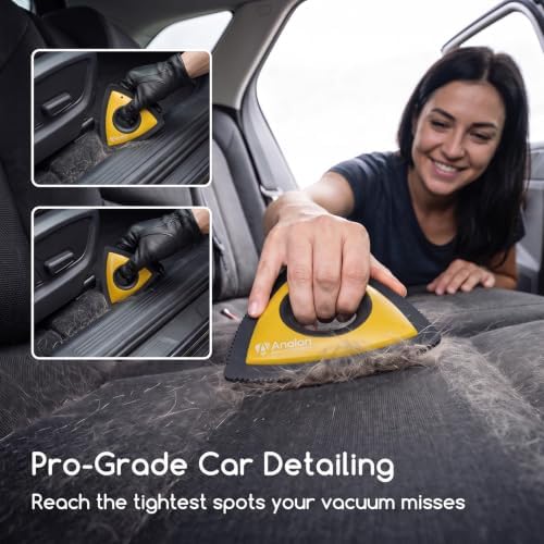 Analan Mini Pet Hair Remover for Car Detailing Dog Hair Tool Brush (Yellow) - Image 2