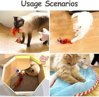 Migipaws Interactive Cat Ball Toy Set, Fun Tracker, Automatic Rolling Chase Ball with Fluffy Tail, A Small Mice, Rechargeable (White) - Image 4