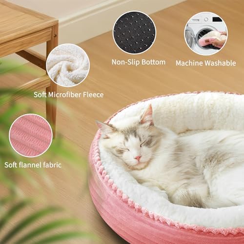 Zerbuger 20in Pink Round Dog Bed Sofa for Dogs Cats, Machine Washable - Image 5