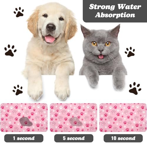 Pet Feeding Mats - Waterproof, Absorbent, for Dog & Cat, Pink, 16 x 24 inch - Image 2