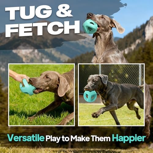 Fida Natural Rubber Dog Balls for Aggressive Chewers, Durable Dog Chew Toys for Large Dogs, Interactive Fetch & Tug of War Toys for Medium Large Breed Non-Toxic Dish Washable,4.5 * 4.5" - Image 4