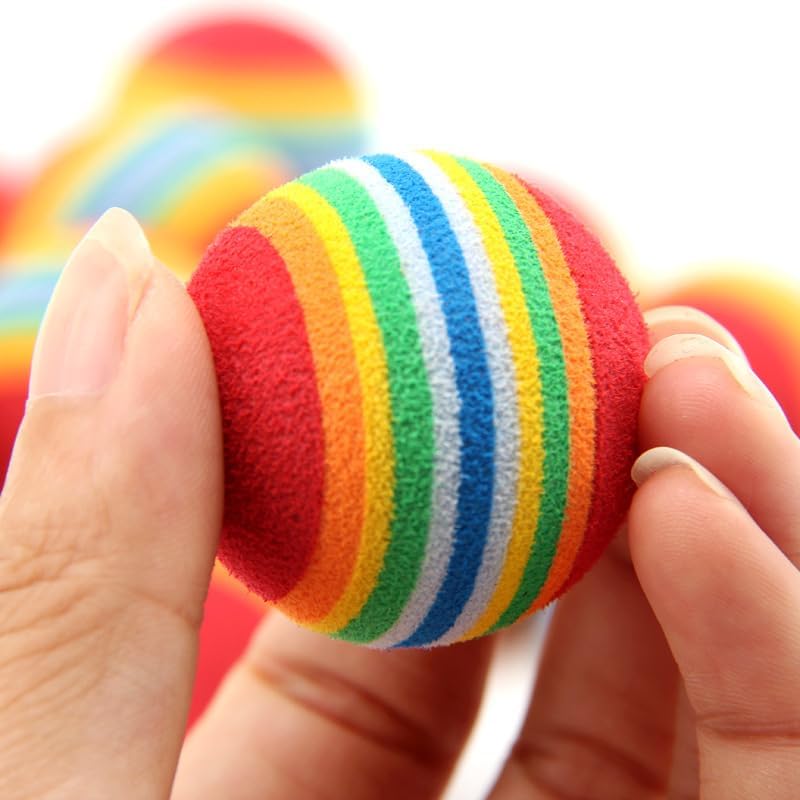 VOVIGGOL 12 Pack Rainbow Cat Toy Balls Soft EVA Foam Interactive Indoor Kittens Favorite Toys 1.38" Dia. Small Dogs Puppies Toy Balls Bulk Activity Chase Quiet Play Sponge Ball - Image 6