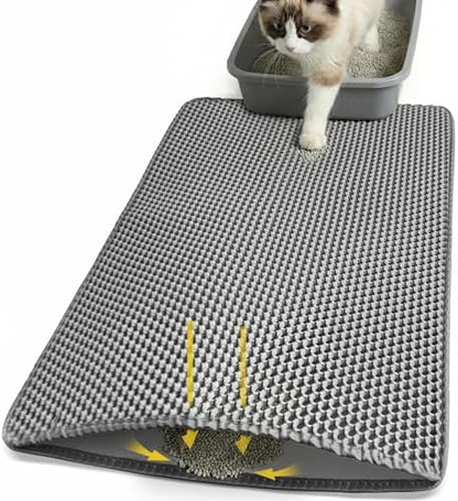Cat Litter Mat 24x35 Inches, Honeycomb Double Layer Litter Trapping Mat, Waterproof Leakproof Urine Proof Cat Litter Box Mat for Cat Litter Box Area, Floor, Kitty Litter Rug by Unknown