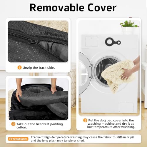Calming Dog Bed Fluffy Plush Dog Mat for Furniture Protector with Removable Washable Cover for Large Medium Small Dogs and Cats (Medium, Beige) - Image 4