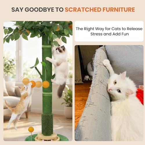46" Extra Tall Cat Scratching Post for Large Cats, Sisal Rope - Image 4