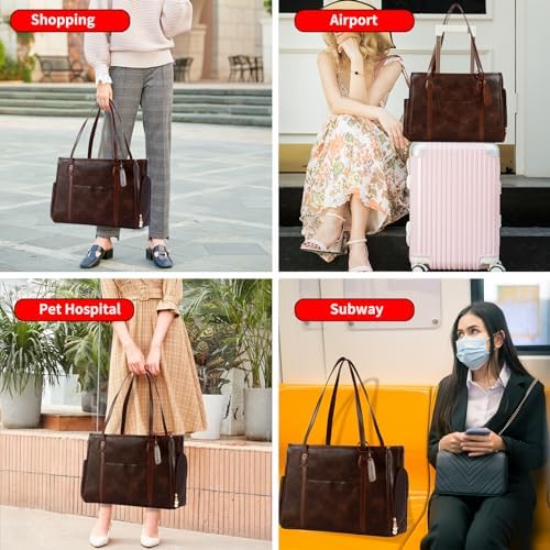 Stylish Dog Purse Carrier, Leather Pet Carrier Bag for Small Dogs Cats Puppy, Airline Approved Soft-Sided Carrier Coffee - Image 5