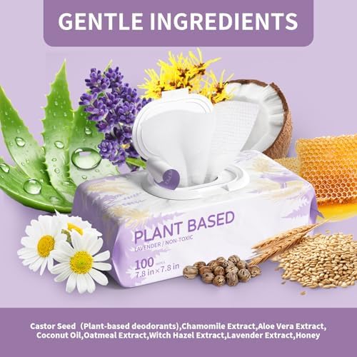 IMMHABI 100 PCS Dog Wipes for Paws and Butt Hypoallergenic Pets Cleansing & Deodorizing Anal Gland Hygienic Puppy Wipes for Dogs Face and Body Wipes Cleaning Fur Doggie Wipes Doggy Wipes (Lavender) - Image 2
