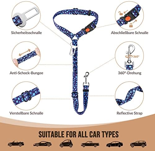 SlowTon Dog Seat Belt for Car, 2 Pack Dog Car Harness Seatbelt with Bungee - Image 5