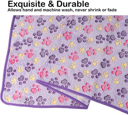 Dono 1 Pack 3 Dog Blankets, Soft Fluffy Fleece Pet Blanket Warm Sleep Mat Paw Print Design Puppy Kitten Throw Blankets Doggy Blanket for Dogs - Image 5