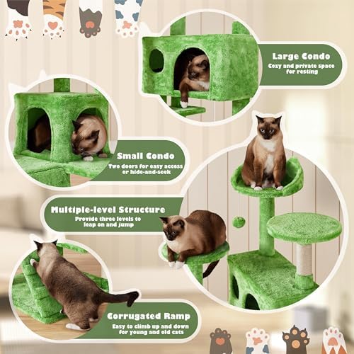 Yaheetech 54in Cat Tree Tower, 2 Caves, Kitten-Ear Perch & Scratching Posts - Image 4