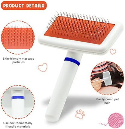 Cat Grooming Kit Set with Pet Shedding Slicker Brush Nail Clipper Trimmer Pet Massage Bath Glove Flea Comb for Bunny Puppy Kitten Guinea Pig Chinchilla Ferret Small Animals (Red, Pink) - Image 4