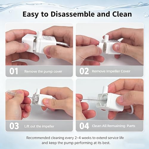 Cat Water Fountain Replacement Pump for 3.2L/108oz Wireless Stainless Steel Cat Fountains,Pet Fountain Pump for Cat and Dog Water Dispenser - Image 7