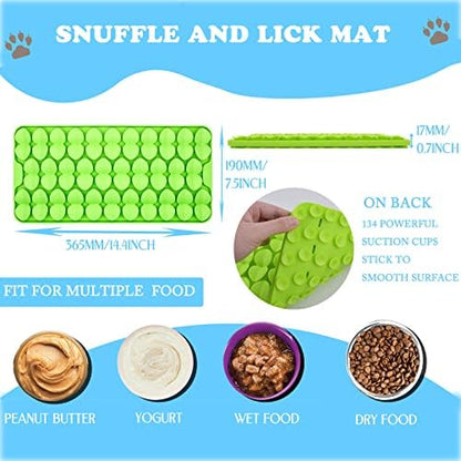 Silicone Snuffle Mat for Dogs Slow Feeder Lick Mat with Suction Cups Dogs Sniff Mat Dogs & Cats Entertainment Toys for Boredom(Green) - Image 3