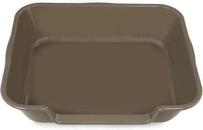 2 Pack of Extra Large Cat Litter Box (ABS Material), Low Entry Senior Litter Pen for Geriatric Kitty Big Cats, Jumbo Pet Safe Litter Boxes Tray for Pets Potty (Light Brown, 24" L x 20" W)