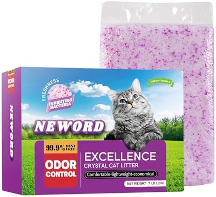 NEWORD Crystals Cat Litter Lightly Scented Litter Superior Odor Control 7 lbs Total Soft-On-Paws Low Tracking Dust-Free Purple Silica Gel, Lavender by NEWORD