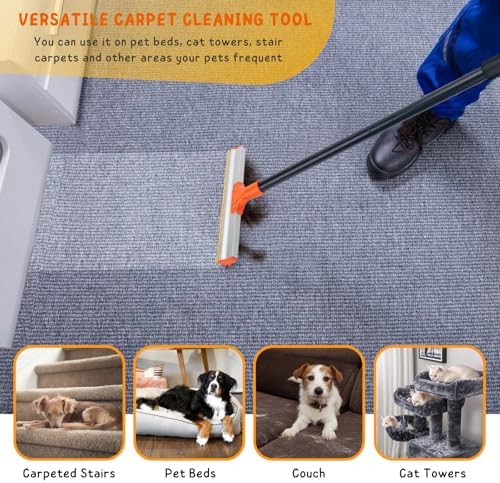 Carpet Rake for Pet Hair Removal, 57'' Long Handle Dog and Cat Hair Remover Tool to Fluff Rug, Stair Carpets and Couch Cleaning Rake - Image 6