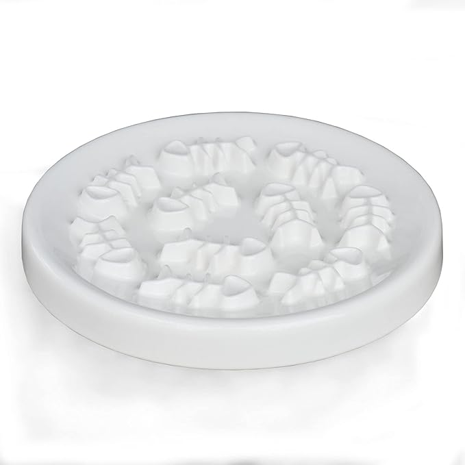Lorde Slow Feeder Cat Bowls, Ceramic Fun Slow Feed Interactive Bloat Stop Puzzle Cat Bowl Healthy Eating Diet Pet Dog Slow Feeding Bowls… (Fish Bone)