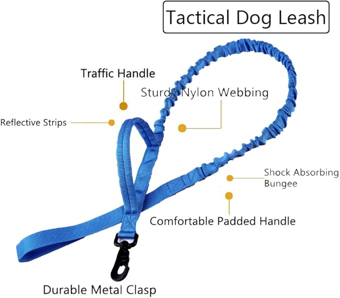 Xqpetlihai Tactical Dog Collar and Leash Set Adjustable Military Nylon Dog Collar with Control Handle and Heavy Duty Metal Buckle for Large Dogs（Dark Blue XL