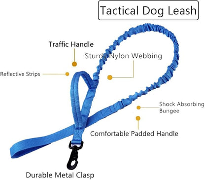 Xqpetlihai Tactical Dog Collar and Leash Set Adjustable Military Nylon Dog Collar with Control Handle and Heavy Duty Metal Buckle for Large Dogs（Dark Blue M