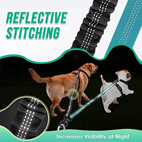 AUTOWT Two Dog Lead, 2 in 1 Upgraded Double Dog Leash Attachment Combine Adjustable Strap and Shock Absorbing Bungee No Tangle Dual Training Splitter for Different Size Dogs - Image 6