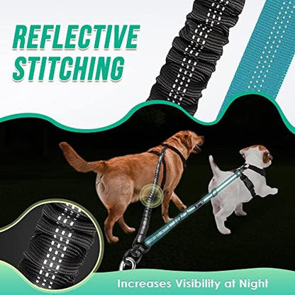 AUTOWT Two Dog Lead, 2 in 1 Upgraded Double Dog Leash Attachment Combine Adjustable Strap and Shock Absorbing Bungee No Tangle Dual Training Splitter for Different Size Dogs - Image 6