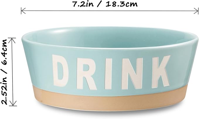 7.2" Non-Slip Ceramic Dog Bowl, 37 Oz Heavy-Duty Dog Food/Water Dish, Pet Feeding Bowl for Small and Medium Dogs, Food Grade Porcelain Pet Feeder Bowl, Microwave and Dishwasher Safe