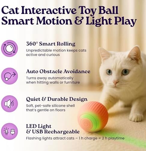 gameOFF Cat Grooming Kit 6 in 1, Include: Nail Clipper, Brush for Shedding, Wand Toy, Interactive Ball Toy, Bath Brush, Ear Cleaner Finger Wipes (30ct.), Cat Grooming Supplies, Kitten Supplies - Image 7