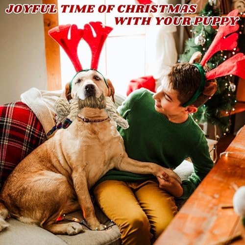 Christmas Squeaky Dog Toy-Festive Elk with Crinkle and Pull Ring - Image 6