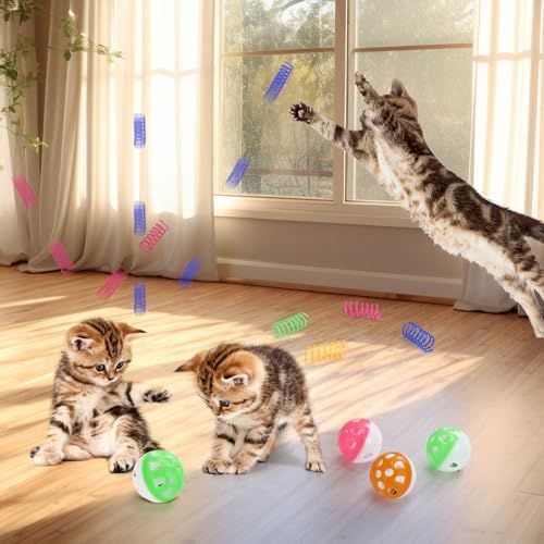 Palksky Ball Pit with 210 Toy Balls and 4 Spring Toys - Interactive Cat Toys for Bored Indoor Cats Self Play, Enrichment Toy for Fun and Exercise - Image 4