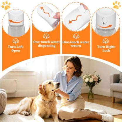 Portable Dog Water Bottle with Food Container, White, 12oz - Image 3